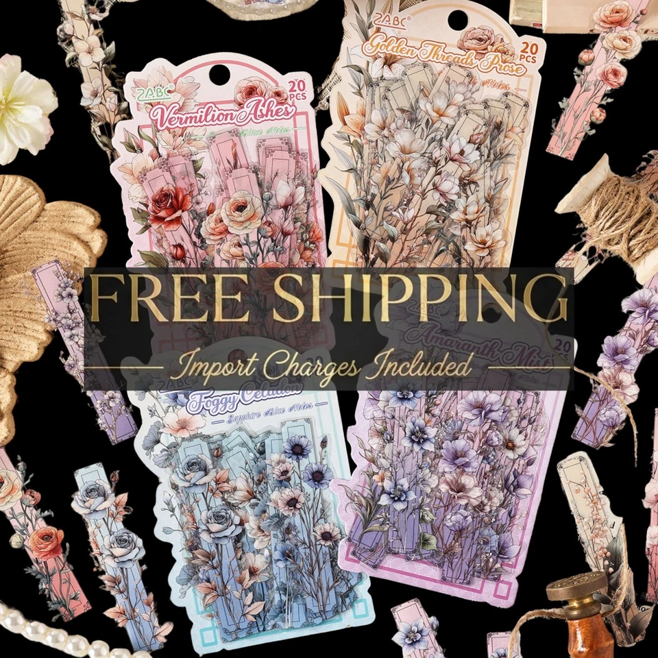 Pegatinas vintage de tiras de flores para álbumes de recortes (paquete de 20 piezas) Foto 1 de 4