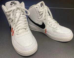 Nike Air Force 1 High Top Boys Size 5.5Y White/Black Sneakers 653998-102 - Picture 1 of 8