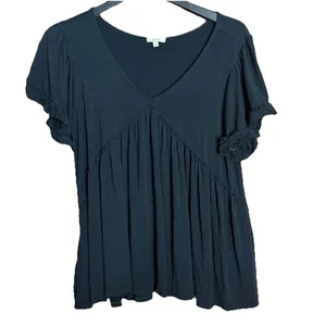 Kori Black Flutter Sleeve Flowy Short Sleeve Top - Sz Medium, EUC - Picture 1 of 8