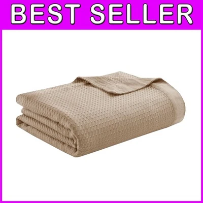 Premium Waffle-Knit 100% Egyptian Cotton Throw Blanket - Perfect for Sofas - Image 1 of 4