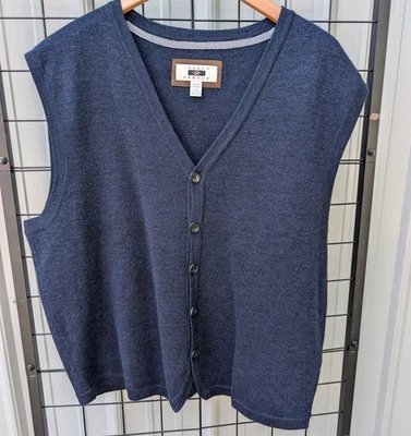 Joseph Abboud Sweater Vest Mens 3XLT Navy Merino Wool Mix Grandpa Core Dad - Image 1 of 4