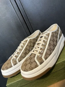 Gucci Mens Tennis 1977 Brown GG Supreme Monogram Size 14UK/15US - Picture 1 of 12