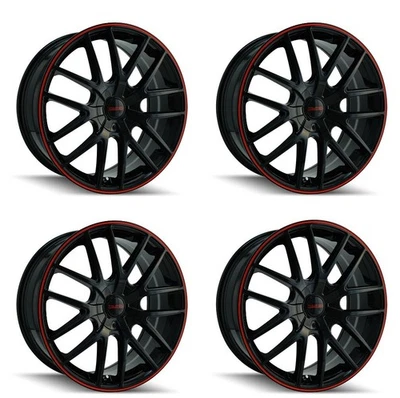 Juego 4 Llantas 17" Touren Tr60 17x7.5 Anillo Negro Rojo 4x100 4x4.5 Llantas 42mm Foto 1 de 4