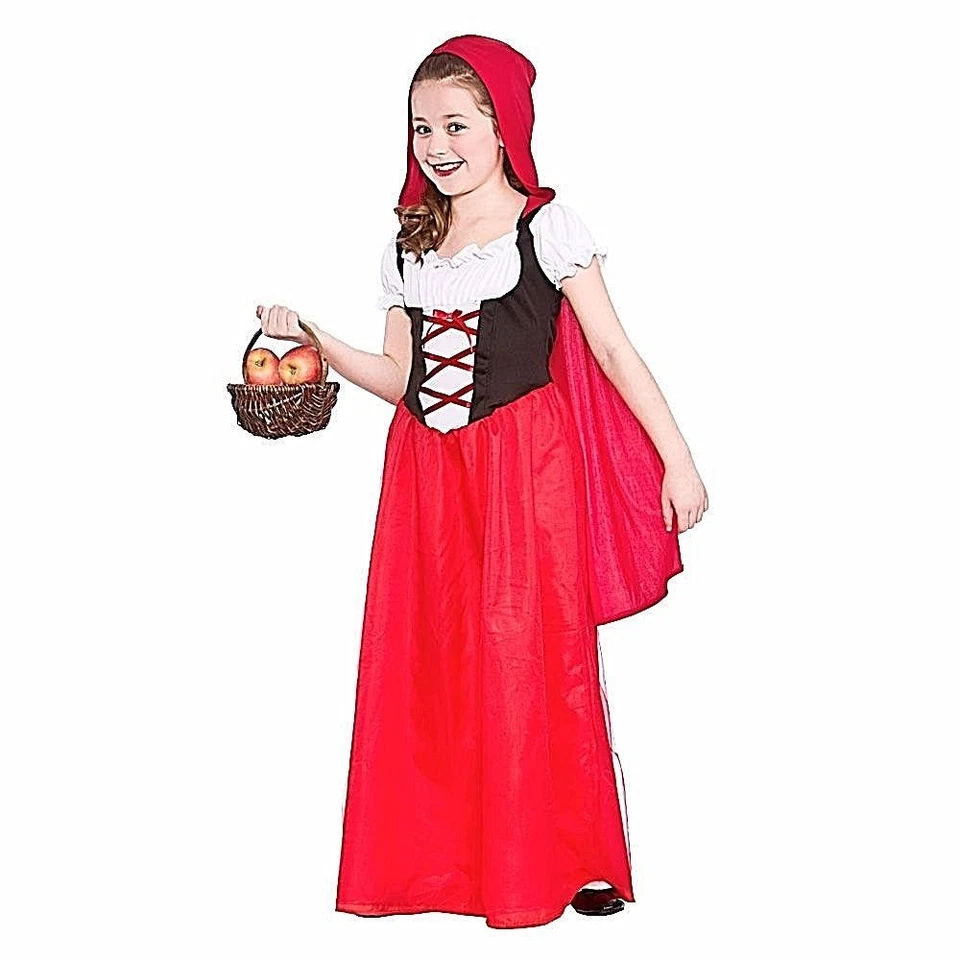 Child LITTLE RED RIDING HOOD Long Fancy Dress Costume Girls Book Week Ages 3-13 — 第 1/1 张图片