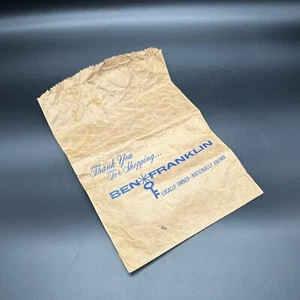 Vintage Ben Franklin braune Papiertüte Werbung Laden Einkaufen Retro Film Requisite - Bild 1 von 10