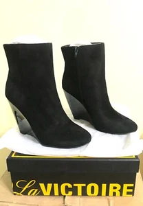 Pour La Victoire "Raval" spitze Keilabsatz-Booties Schuhe-Größe 8M-schwarzes Wildleder-285 $ - Bild 1 von 6