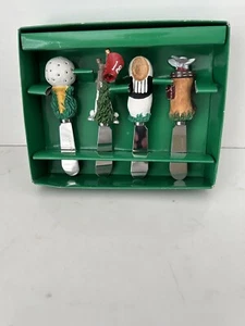 Set Of Four Multi-Colored Golf Theme Butter/Cheese Knives - Picture 1 of 1