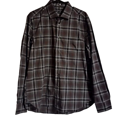 Camisa de Vestir JOSEPH ABBOUD Negra a Cuadros Talla Grande 0208 Foto 1 de 3