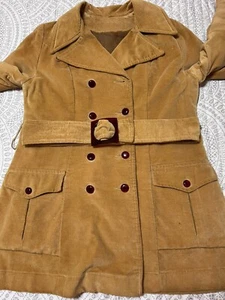 Vintage 1960s Corduroy Coat Double Breasted Women Size M (Est) ILGWU Union READ! - Picture 1 of 24