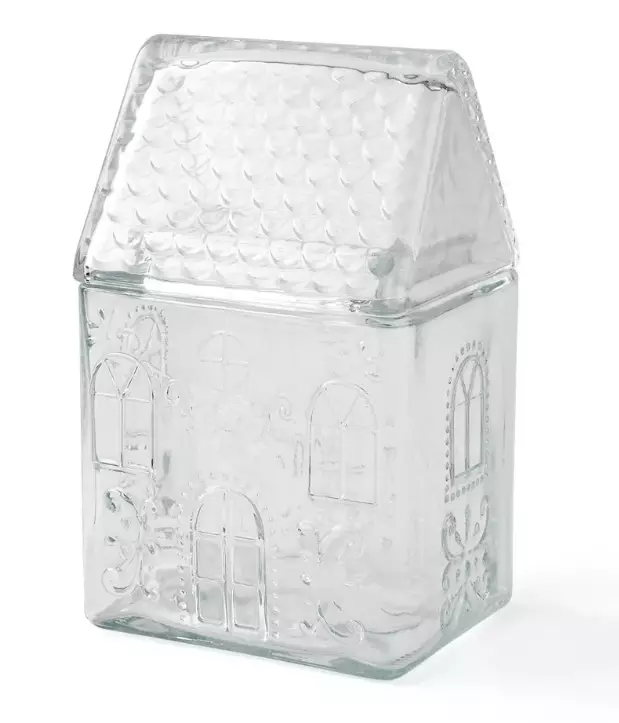 Target Bullseye Christmas 2024 Clear Gingerbread Glass House Canister Cookie Jar