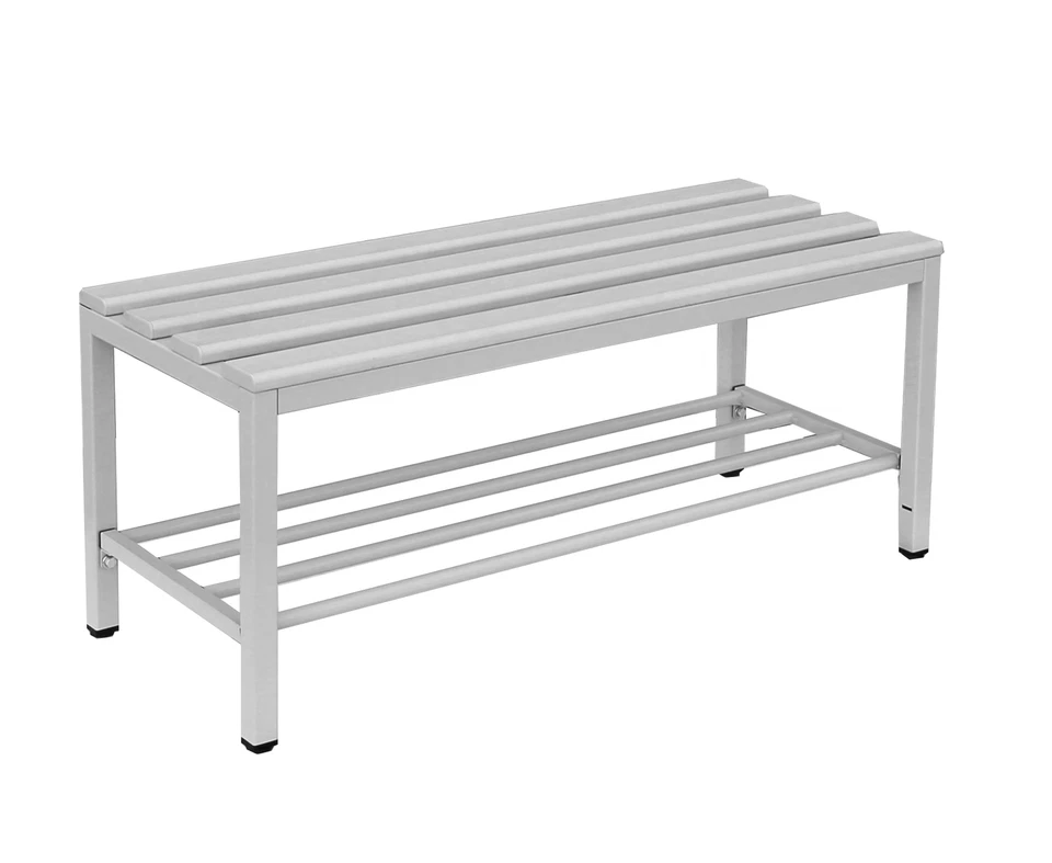 Umkleidebank Kunststoff Sitzbank mit Schuhrost  lichtgrau 3 Größen wählbar - Bild 1 von 1
