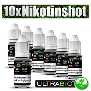 20mg ULTRABIO Nikotin Shots 10x10ml 50/50 - 70/30 Nikotinshot Base für E Liquid - Bild 1 von 4
