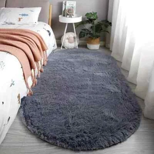 Plush Oval Bedroom Rug - Soft Polyester, Hand Washable, Living Room Coffee Table - Picture 1 of 2