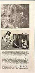 Telescopio Questar New Hope PA anuncio impreso vintage 1962 - Imagen 1 de 3
