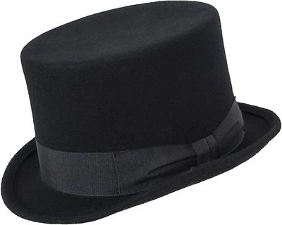 schwarzer Zylinder mit Hutband Hut Filzhut Wolle