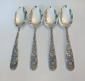 (4) NUEVO Godinger OLDE BOUQUET Plato Plateado Lugar Cucharas Sopera Ovaladas ~ Envío Gratis - Imagen 1 de 9