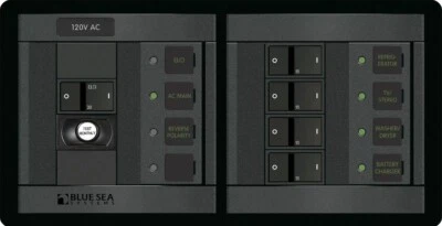 Blue Sea - 1193-BSS Panel 360 120VAC 5pos w/ELCI Main 30A FR H (1EA) - Image 1 of 2