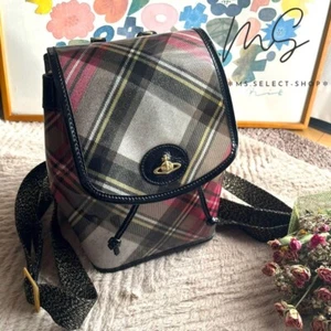 Vivienne Westwood Gold Orb Logo Checkered Backpack Multicolor Patent Leather - Picture 1 of 13
