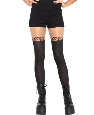Brand New Monkey Business Opaque Pantyhose With Curvy Tail Leg Avenue 7933 - Image 1 of 2