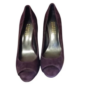 Barneys New York Womens Size 7 Purple Suede Peep Toe Heels 4" Stiletto Spike - Picture 1 of 7