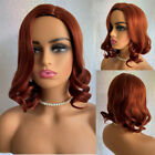Medium Wavy Copper Red Auburn #350 Synthetic Hair Wig Side Part Women Natural