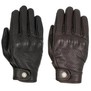 Oxford Henlow Air Short Leather Motorcycle Gloves Classic Summer Black Brown - Picture 1 of 13