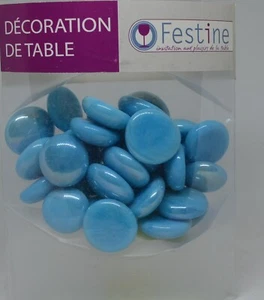 decoration de table festine galets nacres 150 gr coloris bleu (panier 01) - Imagen 1 de 3