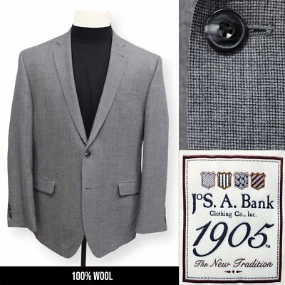 JOS A BANK 1905 Hombre Gris Patrón SLIM FIT Abrigo Deportivo Traje Chaqueta Blazer 46 R Foto 1 de 4