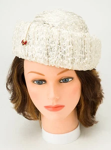 Vintage "DOWA" women's hat w/LADYBUG 1950s white -EX! - Picture 1 of 7