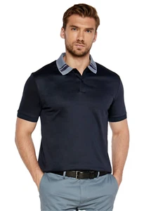 Polo BOSS Phillipson cotone mercerizzato colletto righe slim blu - taglia M - Foto 1 di 6