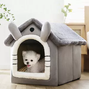 More details for pet cat kitten dog beds igloo fleece bed pyramid cozy washable warm house cave