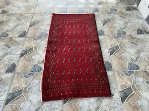 Vintage Wool Rug - Afghan Handmade Bohemian Distressed Farmhouse Small Rug 2x3 - Picture 1 of 12