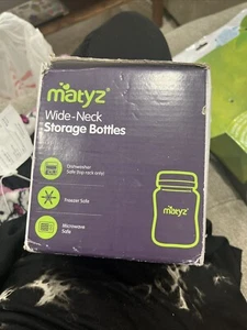 Matyz Box Of 4 Wide Mouth Breast Milk Storage Bottles Green Lids - Picture 1 of 4