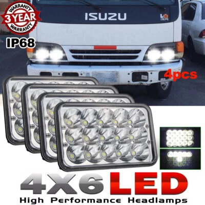 4PCS 4x6" LED Headlights Hi/Lo Sealed Beam For Isuzu NQR NPR NPR-HD FTR Kenworth Foto 1 de 4