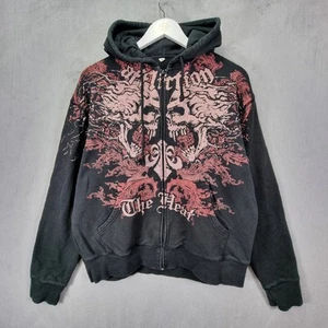 Affliction The Heat Hoodie Herren XL schwarz durchgehender Reißverschluss Totenkopf Mitte Druck hergestellt in den USA - Bild 1 von 12