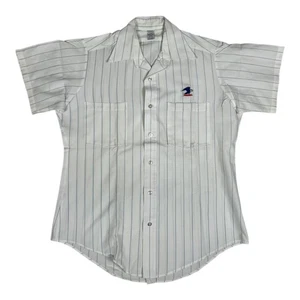 Vintage USPS Shirt Mens Large White Blue Pinstripe Short Sleeve Fechheimer 80s - Bild 1 von 9
