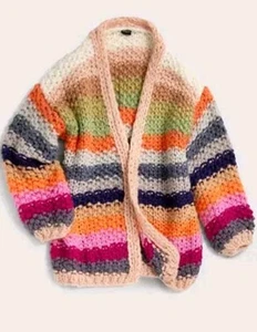 Anthropologie Mayflower Streifen Häkel Cardigan Elfenbein 🌈 Einheitsgröße von Saachi Neu mit Etikett 240 $ - Bild 1 von 10