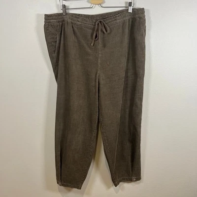 Poetry Corduroy Tapered Pants Drawstring Waist Relaxed Size 16 Brown Hemp Cotton - Image 1 of 4
