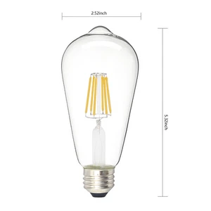 Edison Bulb LED Light Vintage Style Lighting Filament Lamp E26 Warm white 6Pack - Picture 1 of 8