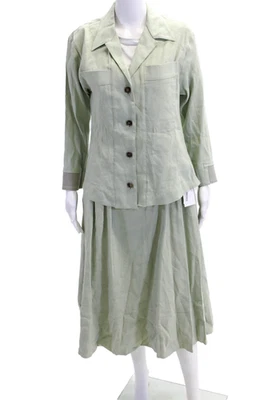 Conjunto de falda Lorena Antoniazzi para mujer de lino línea A verde salvia talla 42/38 EUR. Foto 1 de 4