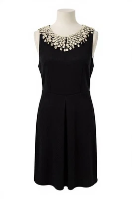 Mini Vestido Free People Tejido Gofre Crochet Cuello Encaje Negro Talla XS Foto 1 de 4