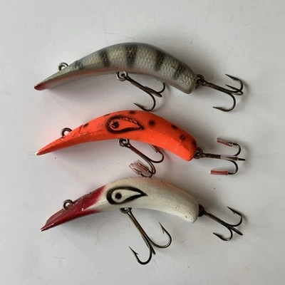 Lote de 3 señuelos de pesca vintage Lazy Ike Crankbait Foto 1 de 4