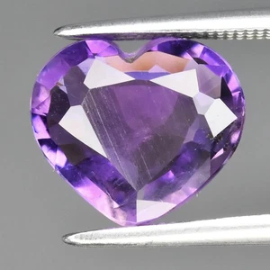 💎 2.93ct 10.5x9.5mm Heart Natural Purple Amethyst - Unheated, Brazil Gemstone - Picture 1 of 4