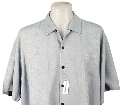 TOMMY BAHAMA Mens 100% Silk Blue S/S HAWAIIAN SHIRT - 2XL (3XL) - 60" - RRP £105 - Image 1 of 4