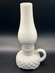 VINTAGE Öllampenform Knospenvase Kunstkeramik weiß glasiert - Bild 1 von 4