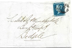 GB 1848 2d Azul 4 Márgenes Completo con Bedale 60 Número de Leyburn - Imagen 1 de 3