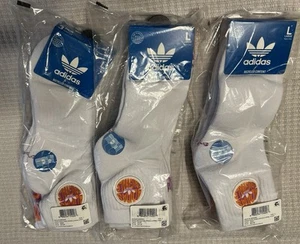 NEW Adidas Unisex Originals Spiral 3-Pack Socks Large White Orange Purple Lot - Picture 1 of 6