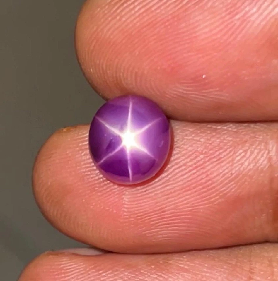 8.45 Ct Certified Natural Purple Star Sapphire 6 Rays Oval Cabochon Gemstone - Image 1 of 3