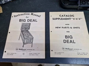 William's BIG DEAL Pinball Machine Instruction Manual - Used - Imagen 1 de 4