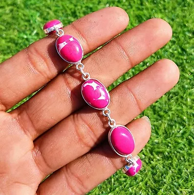 Gift Turquoise Gemstone Bracelet 925 Sterling Silver Plated Jewelry 8" - Image 1 of 3